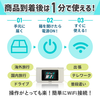 プリチャージWiFi　海外用ギガ付与済みルーター（30GB・10GB）※契約不要 ※月額費用無し※届いてすぐ利用可能※送料無料